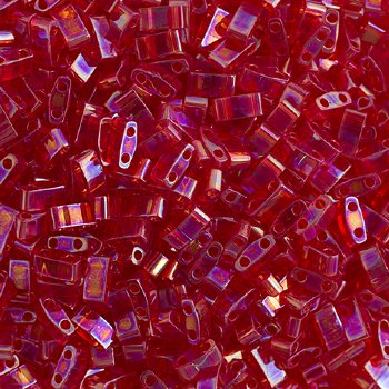 TLHC-0254 5.2 Grams Transparent Red AB Half Cut Two Hole Miyuki Tila Beads