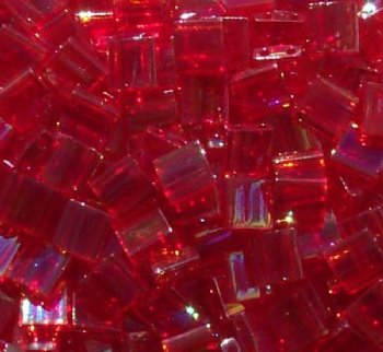 TL0254 5.2 Grams Transparent Red AB Two Hole Miyuki Tila Beads