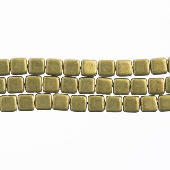 50, 6mm Meadowlark Saturated Metallic Two-Hole Tile Glass Beads