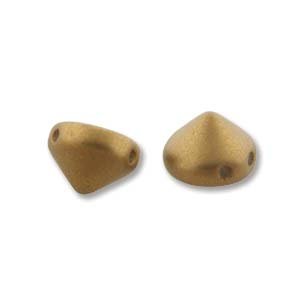 20 8mm Matte Metallic Antique Brass Two Hole Glass Tipp Beads