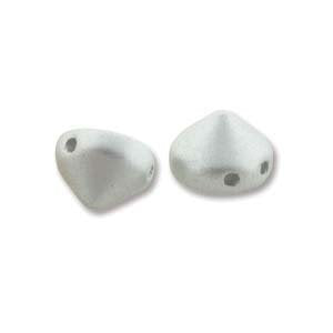 20 8mm Matte Metallic Silver Two Hole Glass Tipp Beads