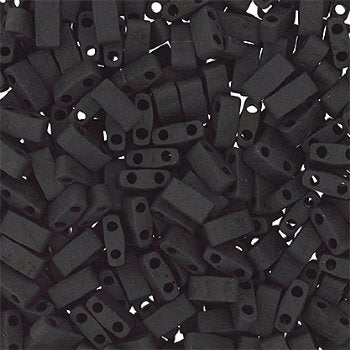 TLHC-0401F 5.2 Grams Opaque Matte Black Half Cut Two Hole Miyuki Tila Beads