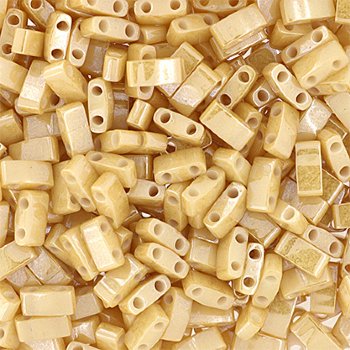 TLHC-0593 5.2 Grams Opaque Light Caramel Ceylon Half Cut Two Hole Miyuki Tila Bead