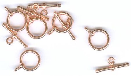 5 Sets Ringed End 9mm Toggles - Bright Copper