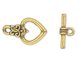 5 Sets of 17x13mm Antique Gold Heart and Knot Toggles