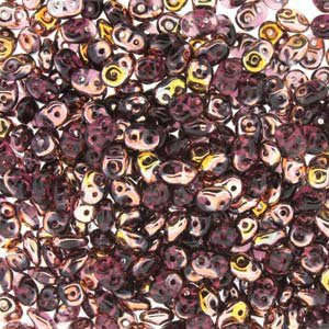 DUO-520060 10 Grams Transparent Amethyst & Capri Gold 2.5x5mm Superduo Beads