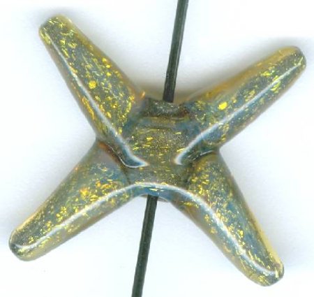 1 25mm Unicorne CrissCross Bead - Green Goblin (22023)