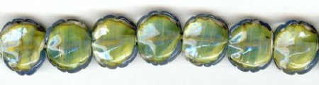 5 14mm Unicorne Green And Bllue Mini Flower Beads (21349)