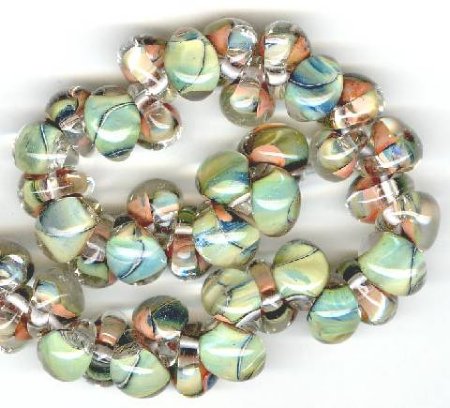 10 10mm Unicorne Spring Green Teardrop Beads (21081)