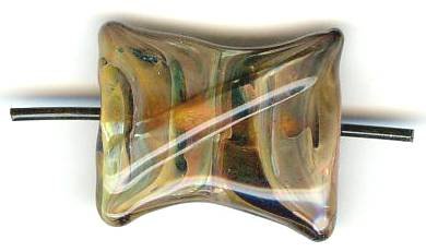 1 Unicorne Wooden BrownTwisted Rectangle Bead 21233