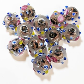 10 12mm Crystal and Black Round Wedding Cake Beads