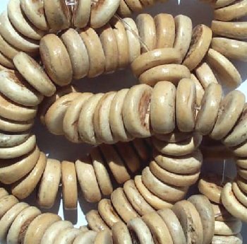 16 inch strand of 4x10mm Natural Coconut Disk Beads