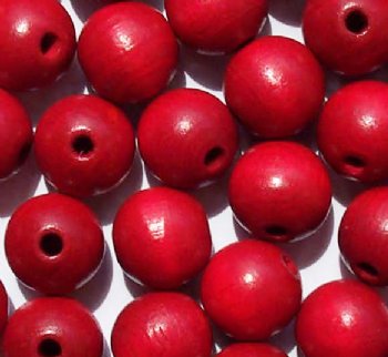 50 12mm Red Round Wood Beads