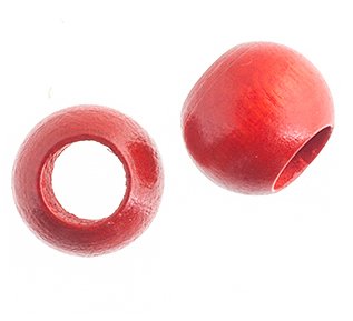 50, 12x9.8mm Red Large Hole Wood Beads