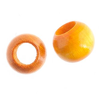 50, 12x9.8mm Yellow Large Hole Wood Beads