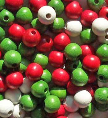 100 8mm Christmas Holiday Mix Round Wood Beads