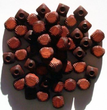 50 9mm Mahogany Rounded Cube Wood Beads
