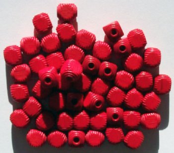 50 9mm Red Rounded Cube Wood Beads