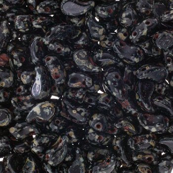 25, 8x5mm Opaque Black Travertine LEFT Two Hole Zoliduo Beads