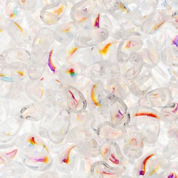 25, 8x5mm Transparent Crystal AB LEFT Two Hole Zoliduo Beads