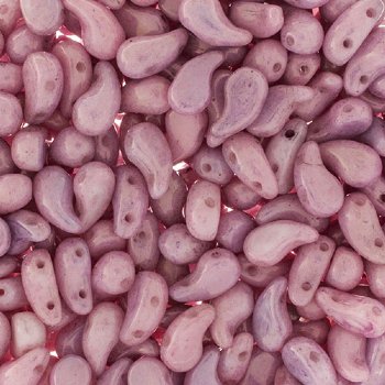 25, 8x5mm Alabaster Lilac Lustre RIGHT Two Hole Zoliduo Beads