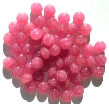 60 6x9mm Raspberry Pink Marble Glass Spacer Beads
