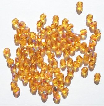 100 4mm Faceted Topaz AB Firepolish Beads
