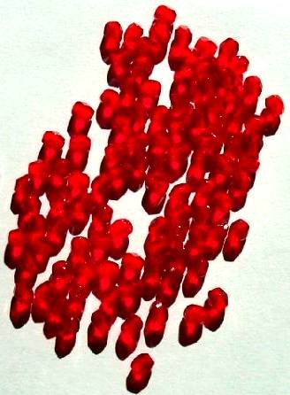 100 4mm Faceted Transparent Siam Red Czech Beads