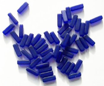 50 5x15mm Transparent Matte Cobalt Glass Rectangle Beads