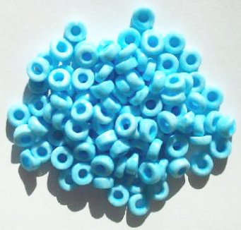 100 3x7mm Rough Cut Chalk Light Blue Glass Spacer Beads