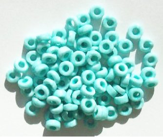 100 3x7mm Rough Cut Chalk Light Green Glass Spacer Beads