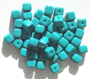 50 6x6mm Opaque Turquoise Cube Beads
