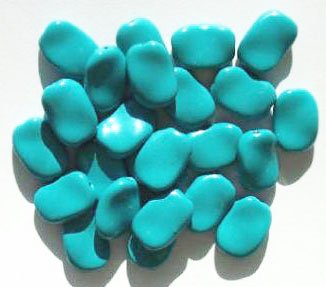 25 13x9mm Opaque Turquoise Twisted Flat Oval Beads