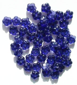 50 3x8mm Transparent Tanzanite Cupped Flower Beads