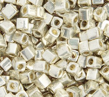 10 grams of 4x4mm Metallic Silver Miyuki Cubes