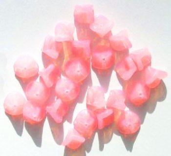 25 9mm Milky Pink Opal Three Petal Flower Drop Beads