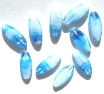 10 20x8mm Flat Oval Aqua/White Givre
