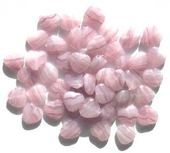50 10mm Amethyst & White Marble Glass Heart Beads