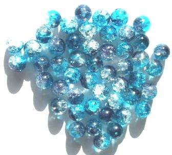50 8mm Crystal/Aqua/Montana Crackle Beads