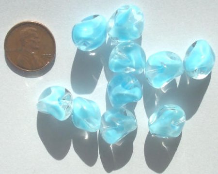 10 16x12mm Satin Aqua Crystal Givre Nuggets
