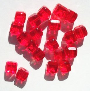 20 6mm Faceted Red Cube Beads