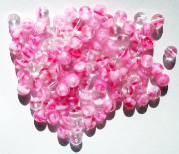 50 6mm Round Crystal and Pink Givre Beads