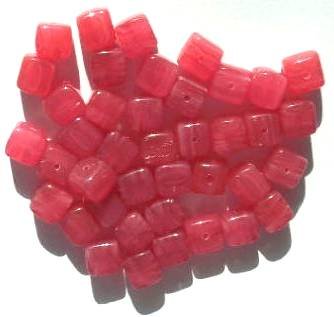 40 8x9mm Raspberry Pink Marble Cube Beads