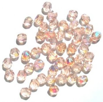 50 6mm Faceted Light Pink AB Firepolish Beads