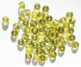 50 4x5mm Faceted Olivine AB Donut Beads