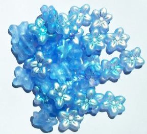 25 12x14mm Matte Light Sapphire AB Two Hole Flower Beads