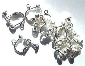 5 Pairs of Screw-on Silver Earrings with Loop