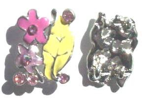 1 17x23mm Pink Floral Rhodium Slider
