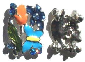 1 20x28mm Butterfly Floral Rhodium Slider