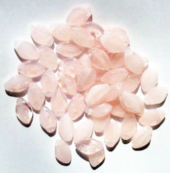 50 12mm Milky Light Pink Opal Glass Leaf Beads